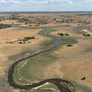 Luchtfoto van de Okavango delta